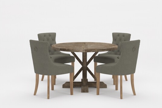 Bloomington Spisegruppe Yorkshire Premium Rund 120cm + 4 Viktoria Spises Grønn/Brun