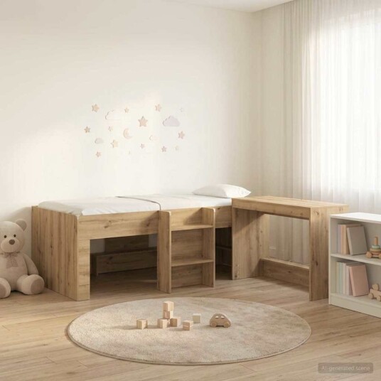  Barneseng med skrivebord Artisan eik 98.5 x 200 cm