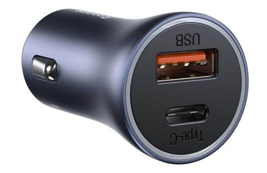 Baseus Golden Contactor Pro 40W Bilstrømadapter med USB-C og Hurtiglading Mørkegrå