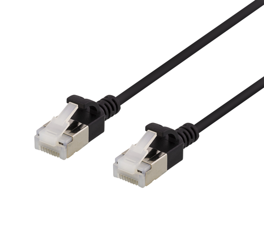 Deltaco 3m U/FTP Cat6a Slim Patchkabel Halogenfri Svart