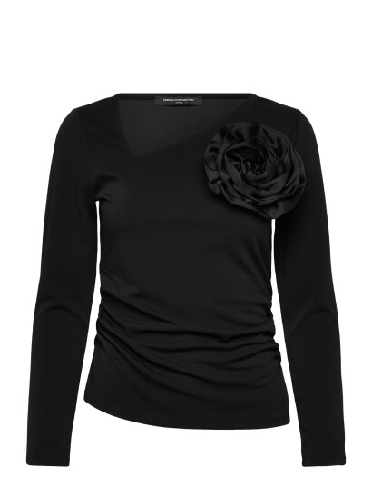 French Connection Valetta Jersey Ls Rosette Top   Black   L