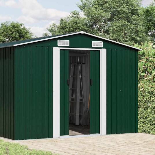 vidaXL Hageskjul 257x580x181 cm metall grønn