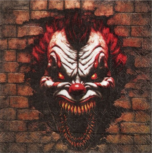 20 stk Killer Clown Servietter 33x33 cm