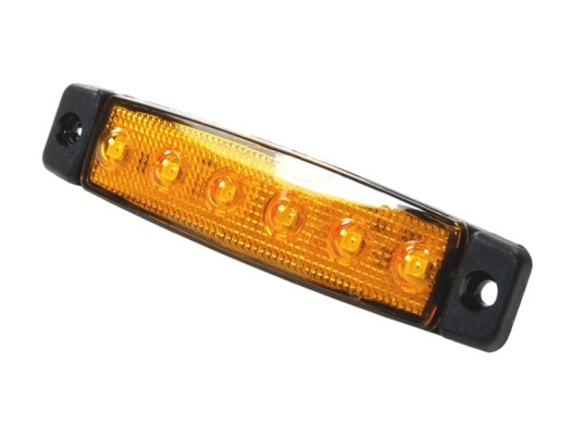 LED markeringslampe 6 LED"s 24V oransje/rød/hvit Farge/lednings lengde: Oransje 5 meter ledning