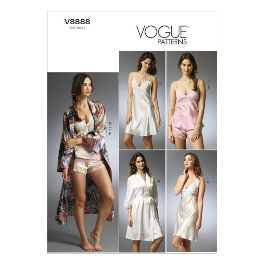 Vogue 8888 - Pysjamas og morgenkåpe A5 (6-8-10-12-14)