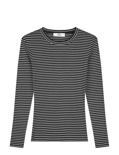 Mads Nørgaard 2X2 Cotton Stripe Tuba Tee Ls Black XS Mads Nørgaard 2X2 Cotton Stripe Tuba Tee Ls Black XS