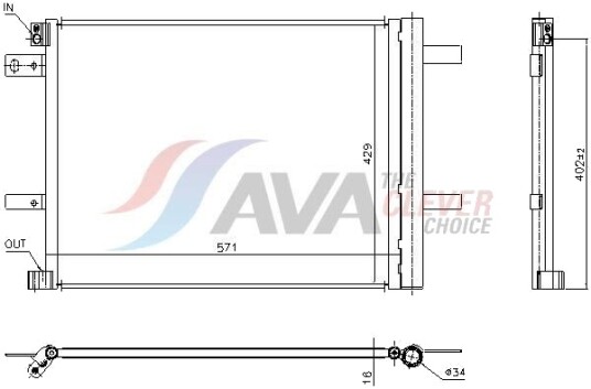AVA COOLING SYSTEMS PE5438D Kondensator, klimaanlegg