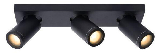 Lucide Taylor spot 3 lys IP44 baderom warm to dim 3x5W 2200-3000K - Svart