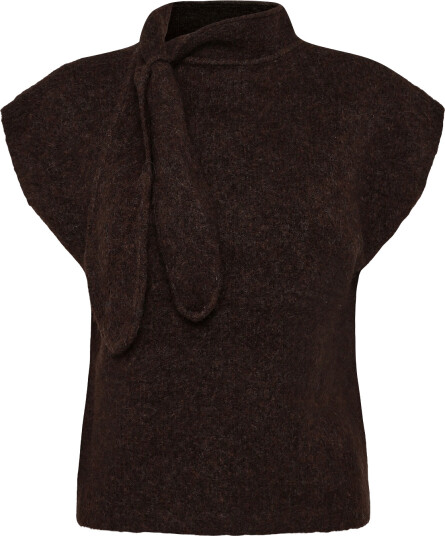 Topshop Tscassi Knitted Tie Neck Top Knt Noos Brown S Topshop Tscassi Knitted Tie Neck Top Knt Noos Brown S