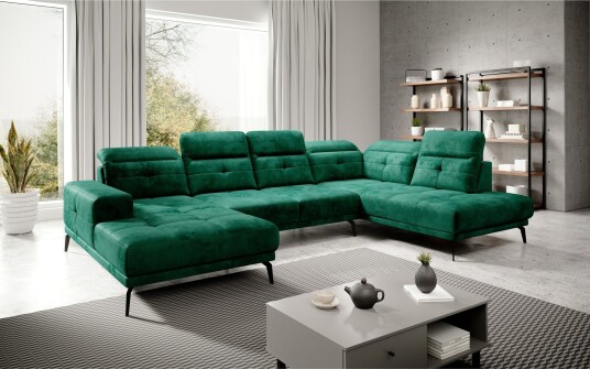 Devender Sofa m. Divan og Sjeselong Grønn