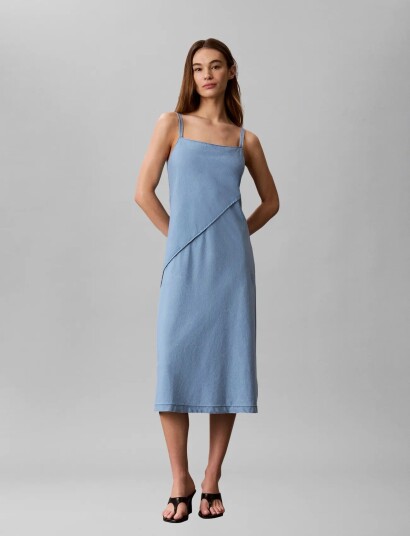 Calvin Klein Jeans Bias Cut Denim Soft Dress Lightw Blue XS