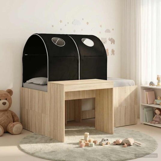  Seng med tunnel 4 pcs Artisian Eik og Svart Konstruert tre