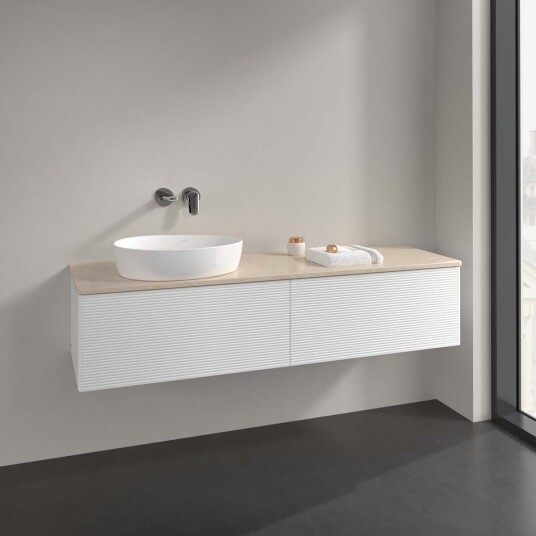 Villeroy & Boch Antao Servantskap med 2 skuffer 160x50x36 cm u/lys Hvit Matt/Crème Villeroy & Boch Antao Servantskap med 2 skuffer 160x50x36 cm u/lys Hvit Matt/Crème