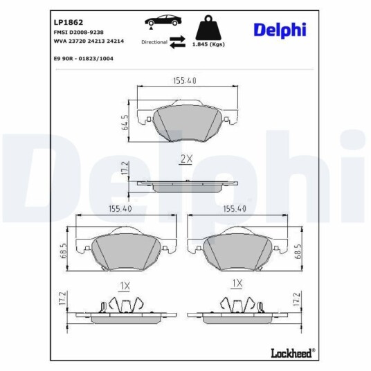 Bremseklosser DELPHI LP1862 Bremseklosser DELPHI LP1862