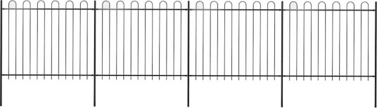 Hagegjerde med buet topp stål 6,8x1,5 m svart