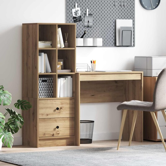  Skrivebord med lagring 2 pcs artisan eik 80 x 40 x 76 cm