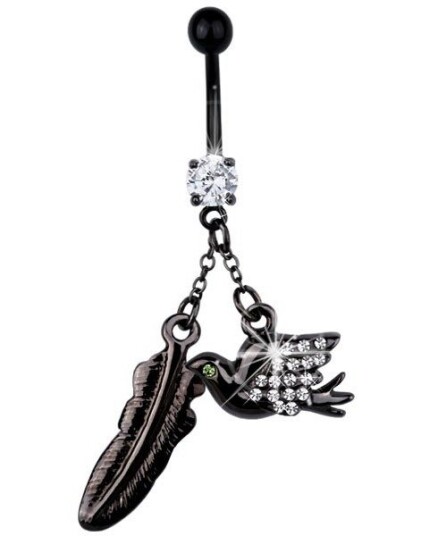 Dove & Feather Svart Navlepiercing