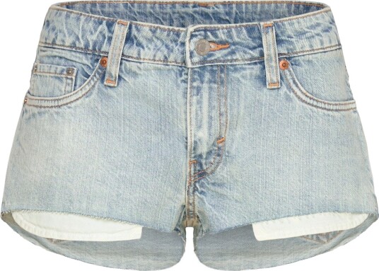 Weekday Venus Frayed Low Rise Denim Hotpants   Blue   28
