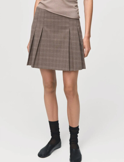 Mango Pleated Mini-Skirt - Brown - 38