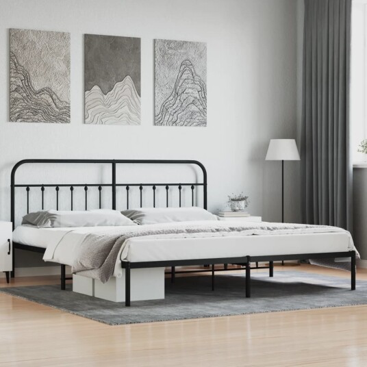 vidaXL Sengeramme i metall med sengegavl svart 193x203 cm 8720845881276 vidaXL Sengeramme i metall med sengegavl svart 193x203 cm 8720845881276