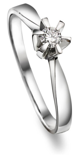 Pan Jewelry, Isabella enstens ring i 585 hvitt gull med diamant 0,15 ct WSI