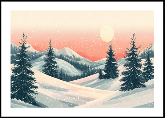 Snowy Winter Christmas Landscape Plakat Plakat / 50x70cm