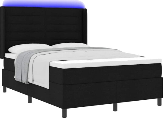  Himmelseng med madrass og LED Svart 140x190 cm Stoff