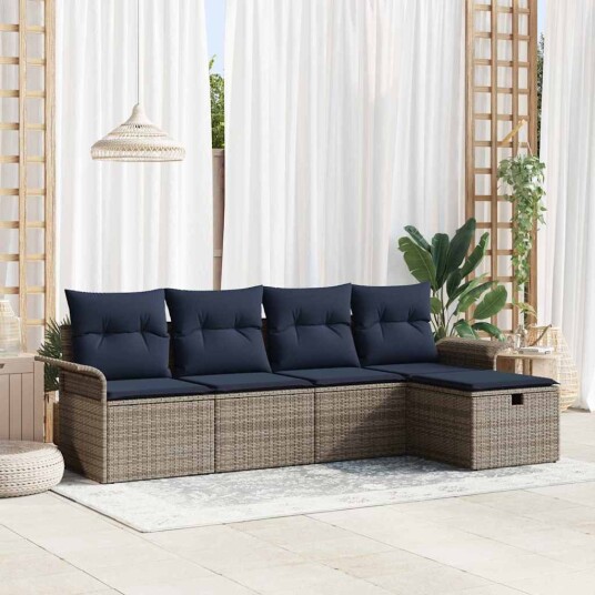 vidaXL Hagesofa Set 5 stk. Poly rattan