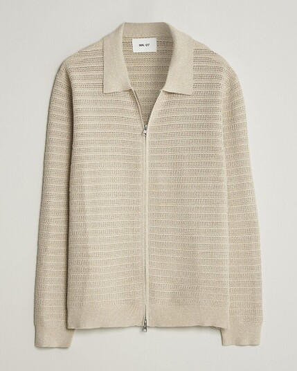 NN07 Gustav Knitted Full Zip Ivory NN07 Gustav Knitted Full Zip Ivory