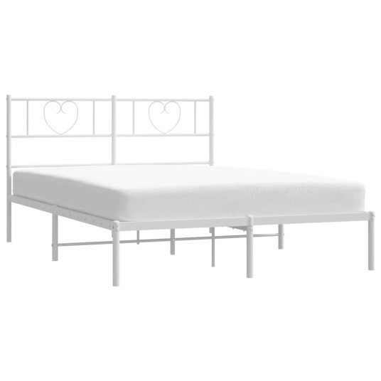  Sengeramme i metall med hodegavl hvit 135x190 cm