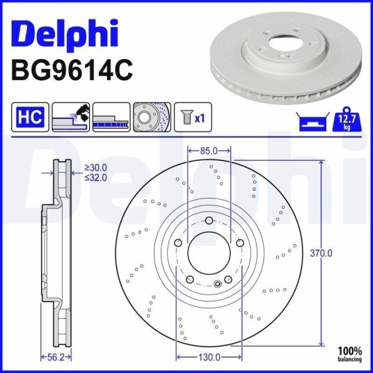 DELPHI BG9614C Bremseskive