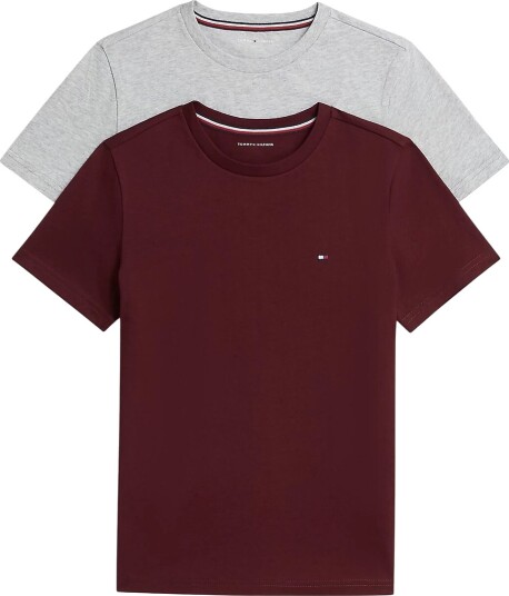 Tommy Hilfiger T skjorte 2 pack Light Gry Heather/Burgundy R Tommy Hilfiger 4 5 år (104 110) T skjorte Bordeaux Grå
