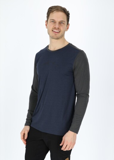 Trondheim Lyocell Long Sleeve Navy/Charcoal 2xl  T Shirts