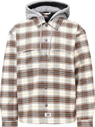 Dickies Eustis Hooded Flannel Shacket EGRET XS