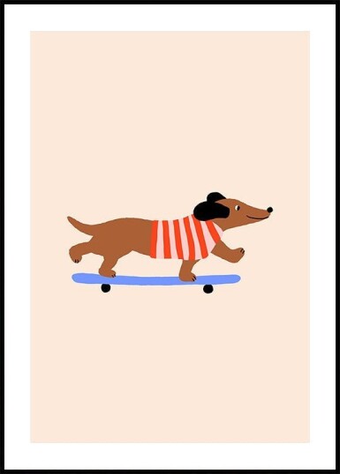Dachshund on Skateboard Plakat Plakat / 70x100cm