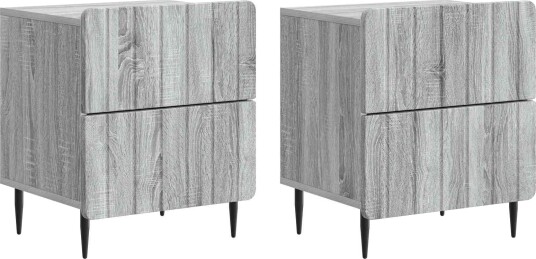  Nattbordskap med skuff 2 pcs Grå sonoma 43 x 34,5 x 49,5 cm