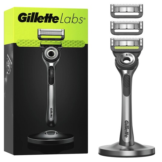 GilletteLabs barberhøvel + magnetdokk + 3 barberblader