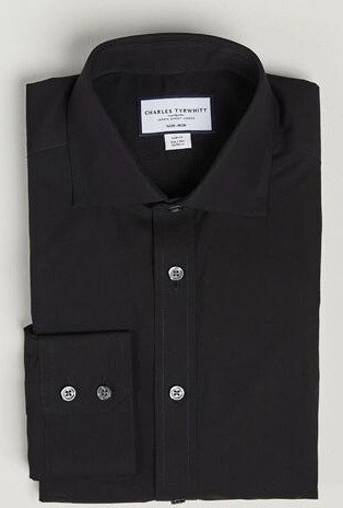 Charles Tyrwhitt Slim Fit Non Iron Poplin Cut Away Shirt Black