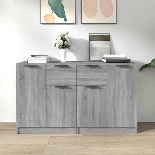 vidaXL Skjenker 2 stk grå sonoma 60x30x70 cm konstruert tre