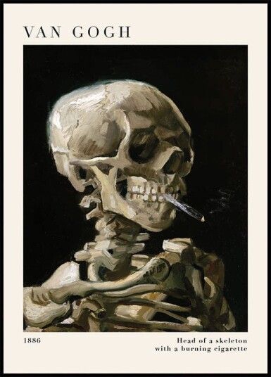 Head of a Skeleton with a Burning Cigarette Plakat Plakat / 100x150cm