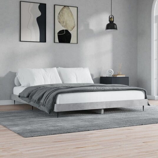 vidaXL Sengeramme betonggrå 120x200 cm konstruert tre