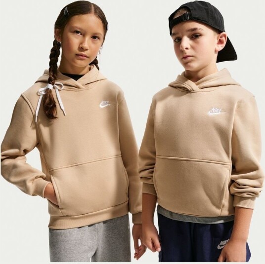 Nike Hettegenser Nsw Club Fleece Lin/hvit Barn størrelse L: 147 158 cm Nike Hettegenser Nsw Club Fleece Lin/hvit Barn størrelse L: 147 158 cm