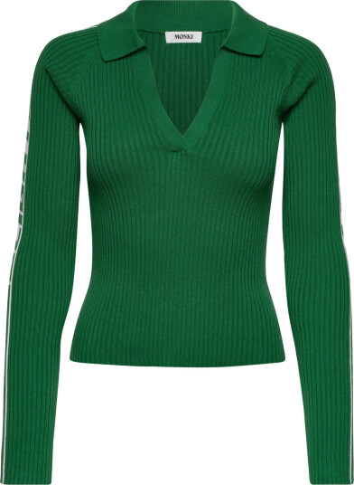 Monki Knitted Collar Top - Green - S Monki Knitted Collar Top - Green - S