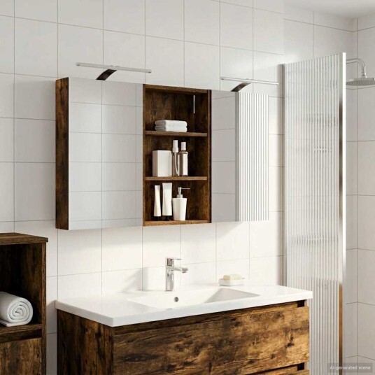 Baderomsskapsett 3 pcs 120 x 10,5 x 60,5 cm Konstruert tre Baderomsskapsett 3 pcs 120 x 10,5 x 60,5 cm Konstruert tre