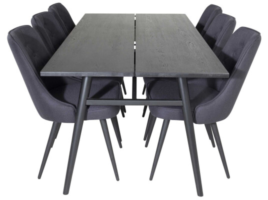 Venture Design Sleek & Velvet spisegruppe Svart/svart 6 st stoler & bord 195 x 95 cm