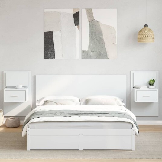 Hodegavl med skap hvit 160 cm konstruert tre 8721102835049