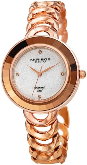 Akribos XXIV Dameklokke AK1088RG Diamond Sølvfarget/Rose gulltonet