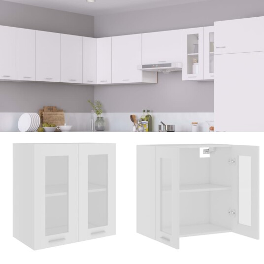 vidaXL Hengende skap glass hvit 60x31x60 cm sponplate vidaXL Hengende skap glass hvit 60x31x60 cm sponplate