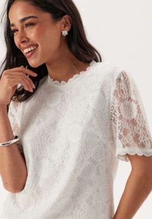 Pieces Pcolline Ss Lace Top Cloud Dancer S