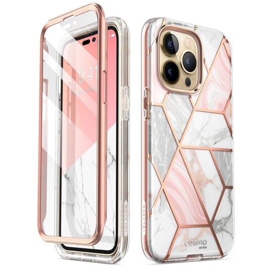 I-Blason iPhone 14 Pro i-Blason Cosmo Marble Deksel m. Skjermbeskytter - Rosa I-Blason iPhone 14 Pro i-Blason Cosmo Marble Deksel m. Skjermbeskytter - Rosa